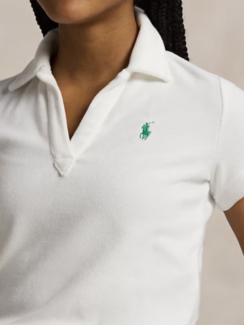 Polo Ralph Lauren Terry Polo Shirt Girls Large Size 12-14 New White